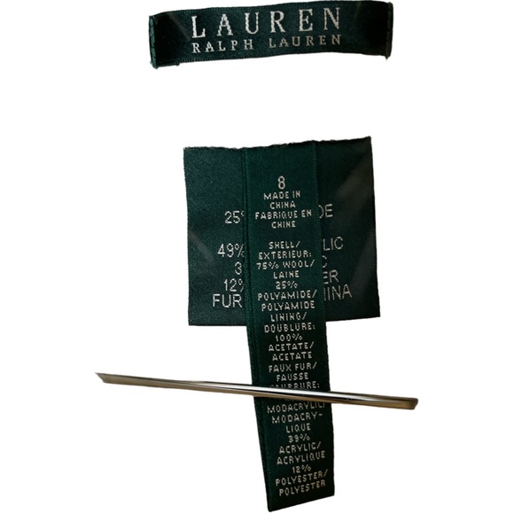 Ralph Lauren faux fur wool blend cardigan size 8 great for Christmas - Picture 4 of 5